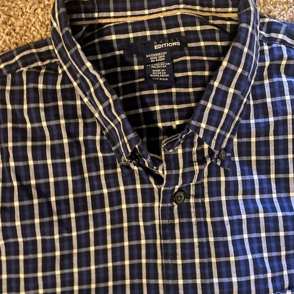 Basic Editions Men XLT Great condition No flaws Blue checkered button down shirt - Picture 7 of 11